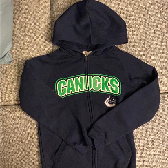 CANUCKS NAVY BLUE ZIP UP HOODIE - Picture 2 of 2